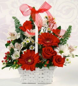 Karışık rengarenk mevsim çiçek sepeti  Bursa Abc çiçek internetten çiçek siparişi 