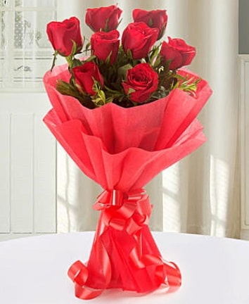 9 adet kırmızı gülden modern buket  Bursa Abc çiçek İnternetten çiçek siparişi 